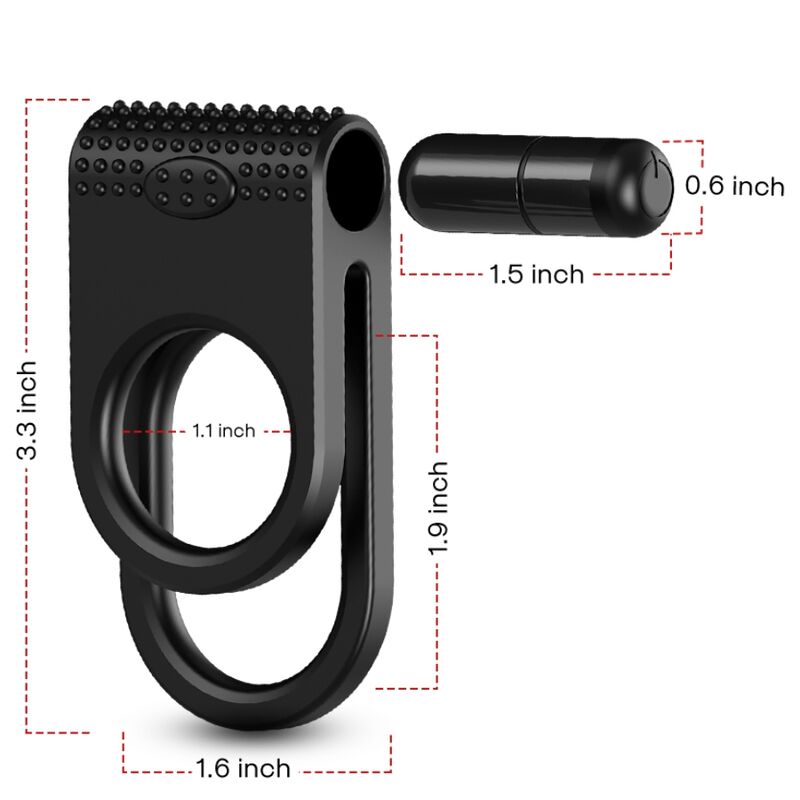 Anello Fallico Vibrante per Coppia Armony Twins — Silicone Nero