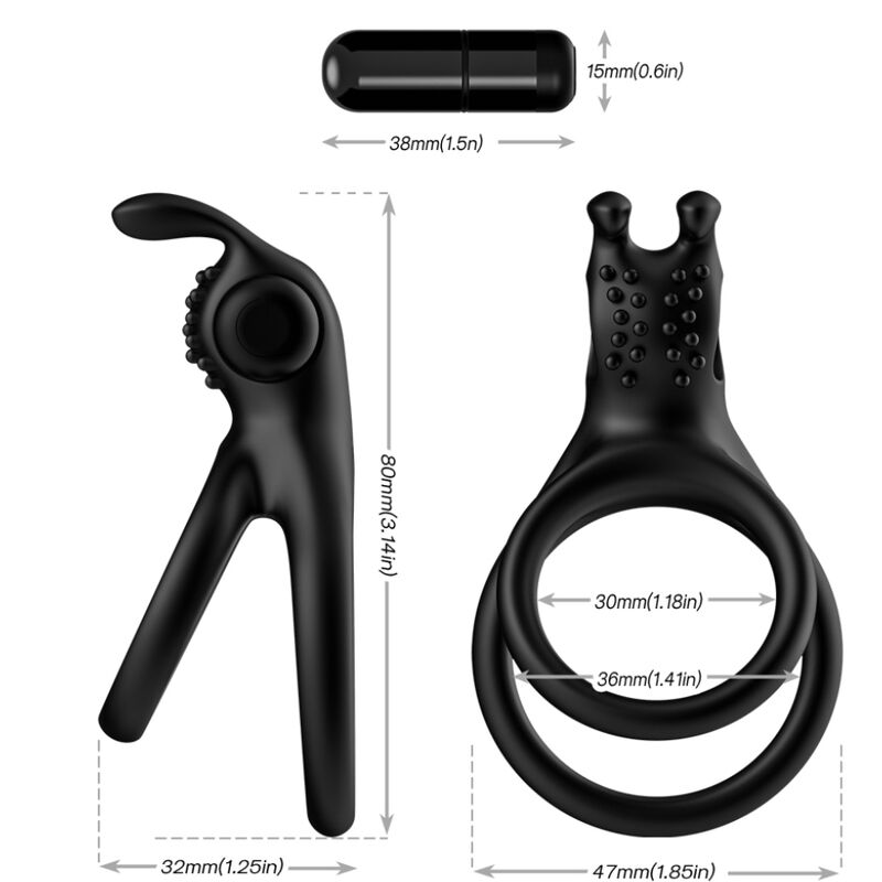 Anello Fallico Vibrante Doppio Armony Traveller — Rabbit, Nero