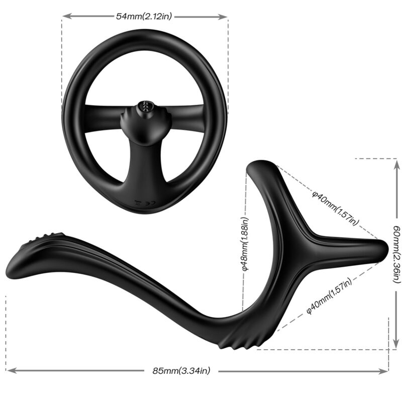 Anello Fallico Doppio Armony Treasure — Silicone, Nero