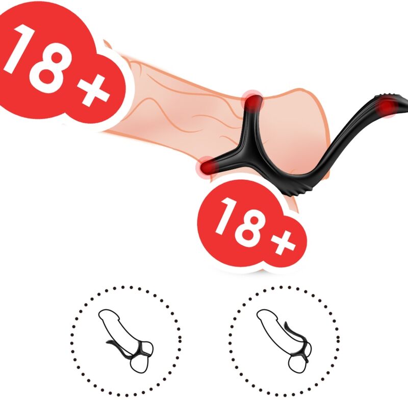 Anello Fallico Doppio Armony Treasure — Silicone, Nero