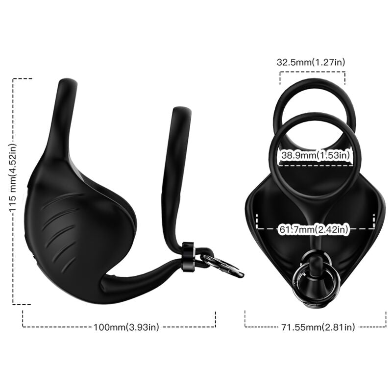 Anello Fallico Vibrante con Telecomando Armony Manta — Nero