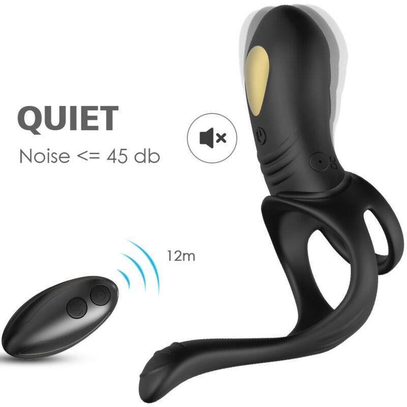 Anello Fallico Vibrante con Plug Anale Armony Joy Jumper — Nero