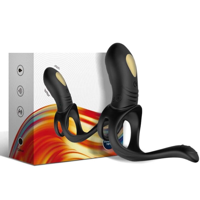 Anello Fallico Vibrante con Plug Anale Armony Joy Jumper — Nero