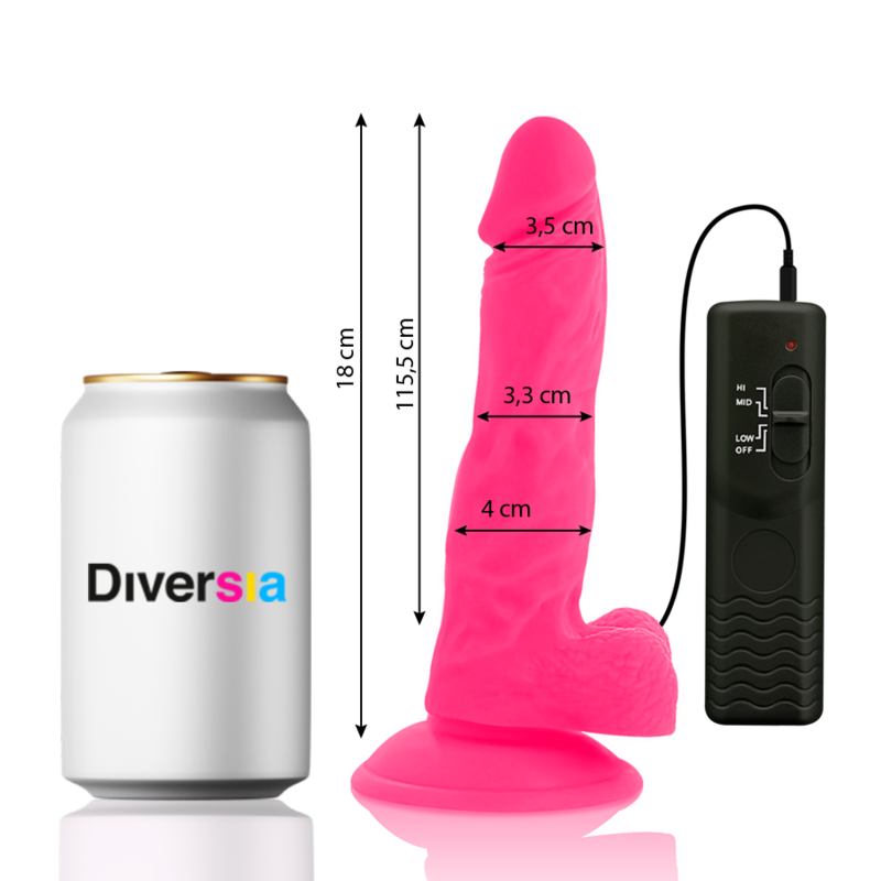 Dildo Vibrante Flessibile Diversia — 18 cm, Rosa