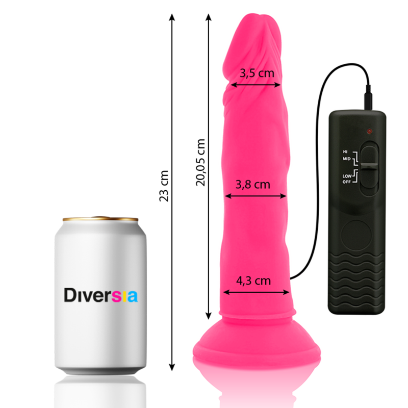 Dildo Flessibile Vibrante Diversia — Silicone Rosa, 23 cm