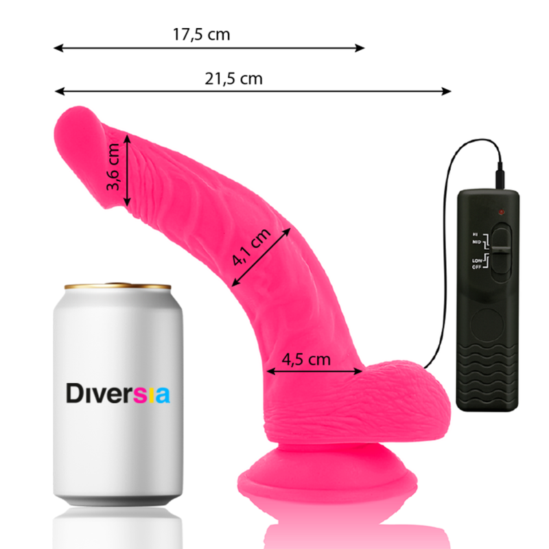 Dildo Vibrante Flessibile Diversia — 21,5 cm, Rosa
