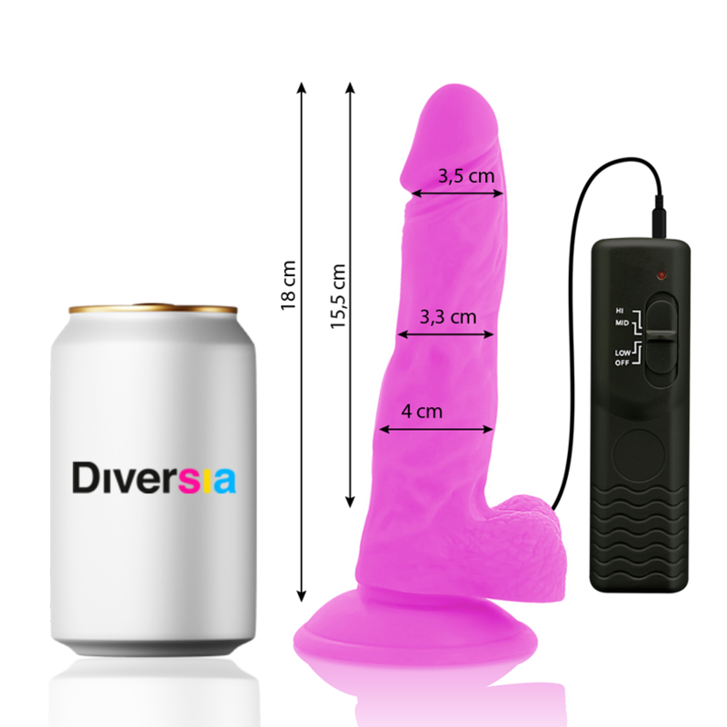 Dildo Vibrante Flessibile Diversia — 18 cm, Viola