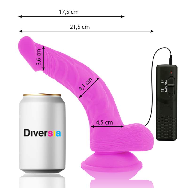 Dildo Vibrante Flessibile Diversia — 21.5 cm, Viola