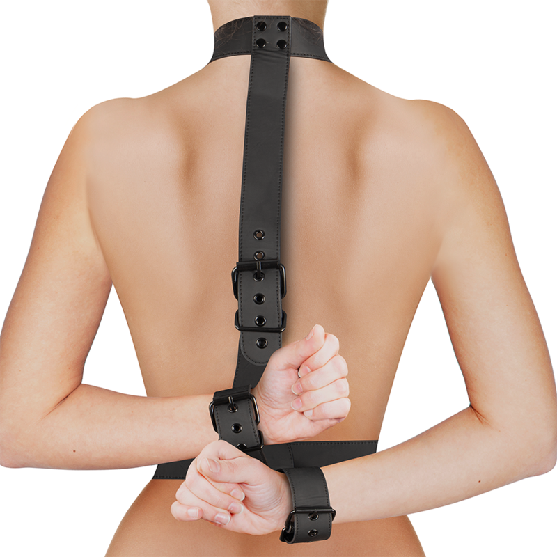 Kit Bondage Collare e Polsini Fetish Submissive — Pelle Vegana
