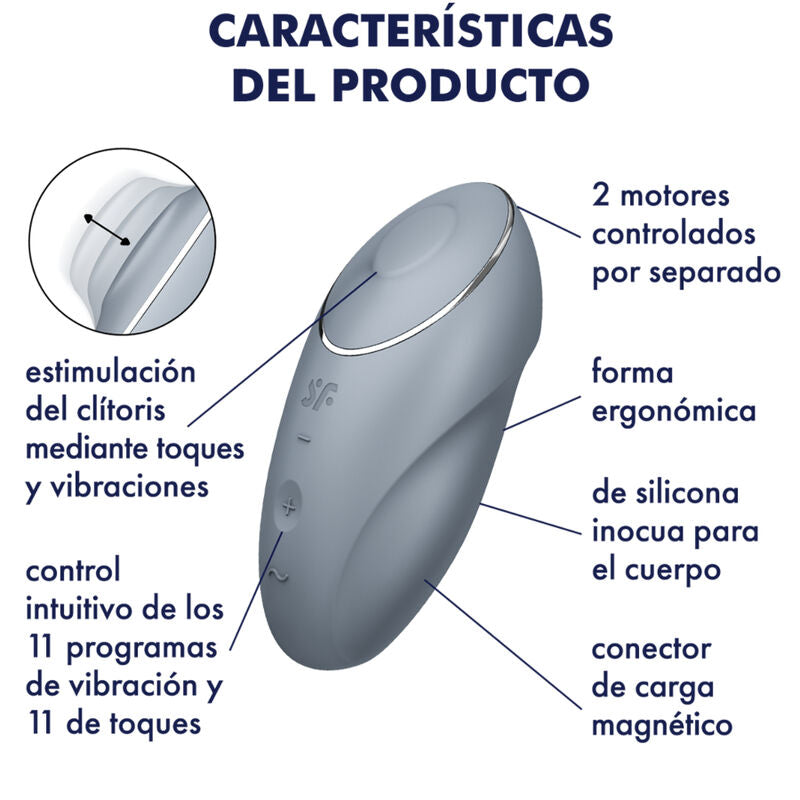 Vibratore Stimolatore Clitoride Satisfyer Tap & Climax 1 — Grigio