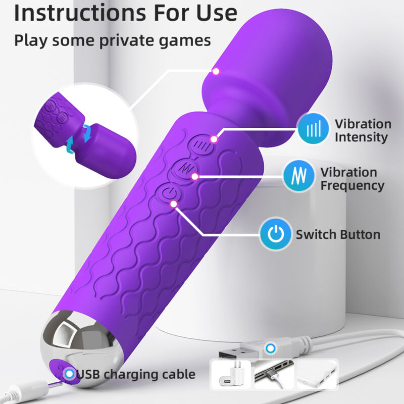 Vibratore Wand Armony Mini Massaggiatore — 8 Velocità, Viola