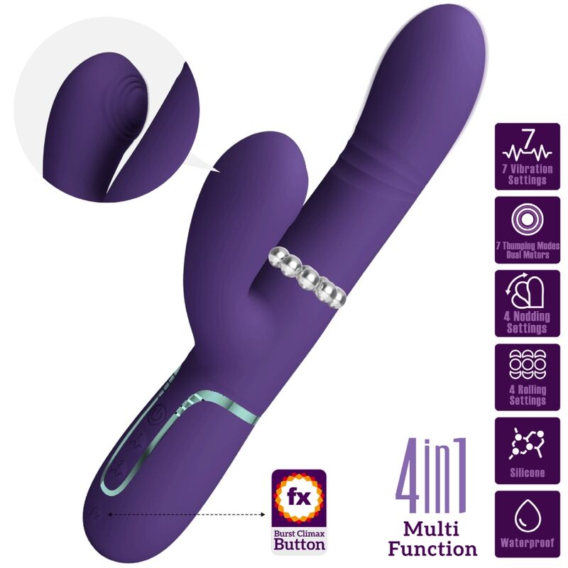 Vibratore Rabbit Punto G Pretty Love Flirtation — 7 Modalità, Viola