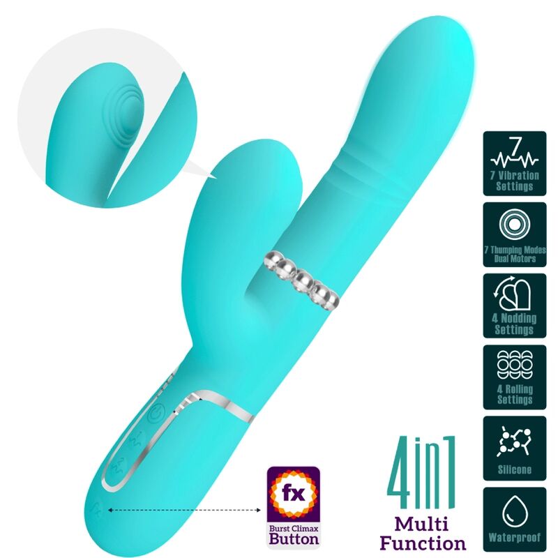 Vibratore Rabbit Punto G Pretty Love — 7 Modalità, Verde Acqua