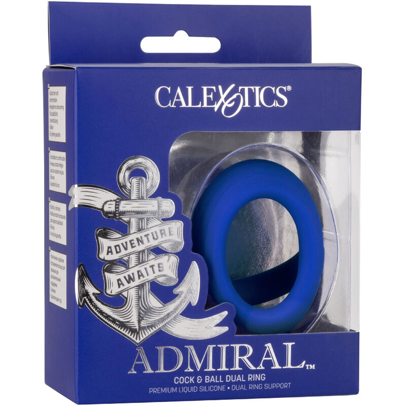 Anello Fallico Doppio Calexotics Admiral — Silicone, Blu