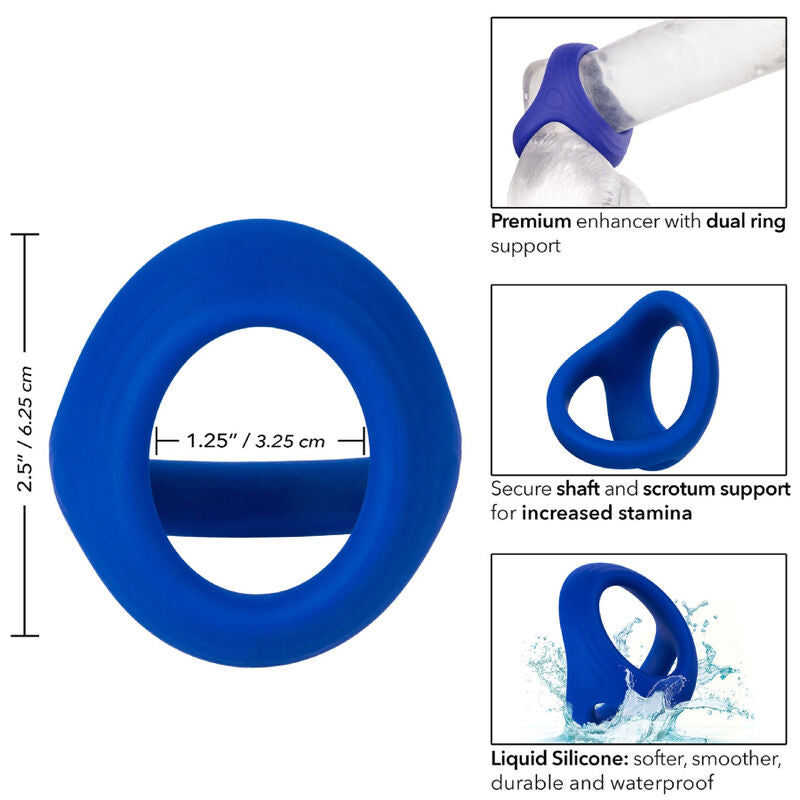Anello Fallico Doppio Calexotics Admiral — Silicone, Blu