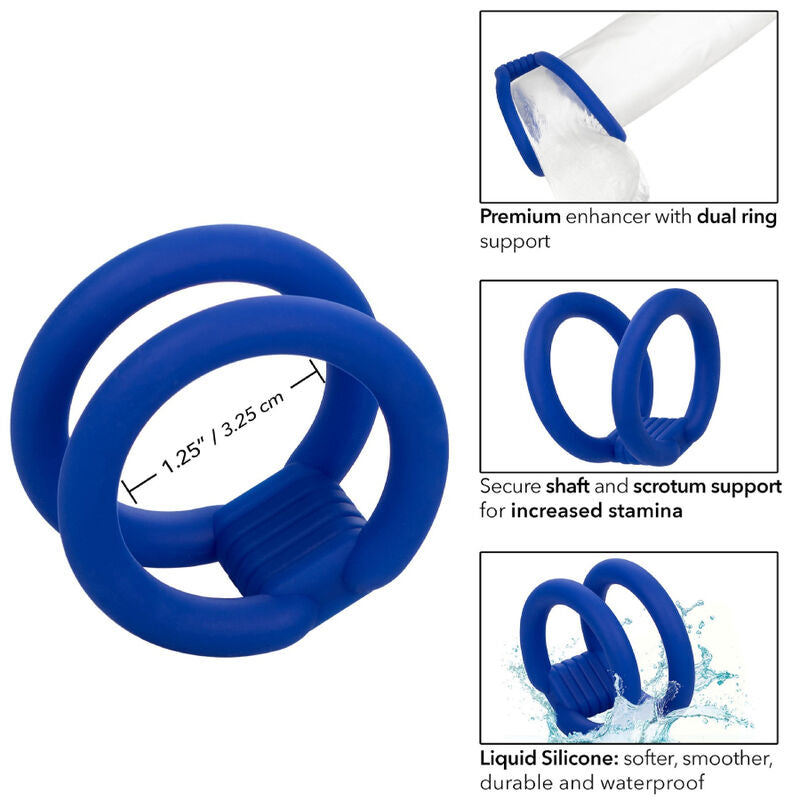 Anello Fallico Doppio Calexotics Admiral — Silicone, Blu