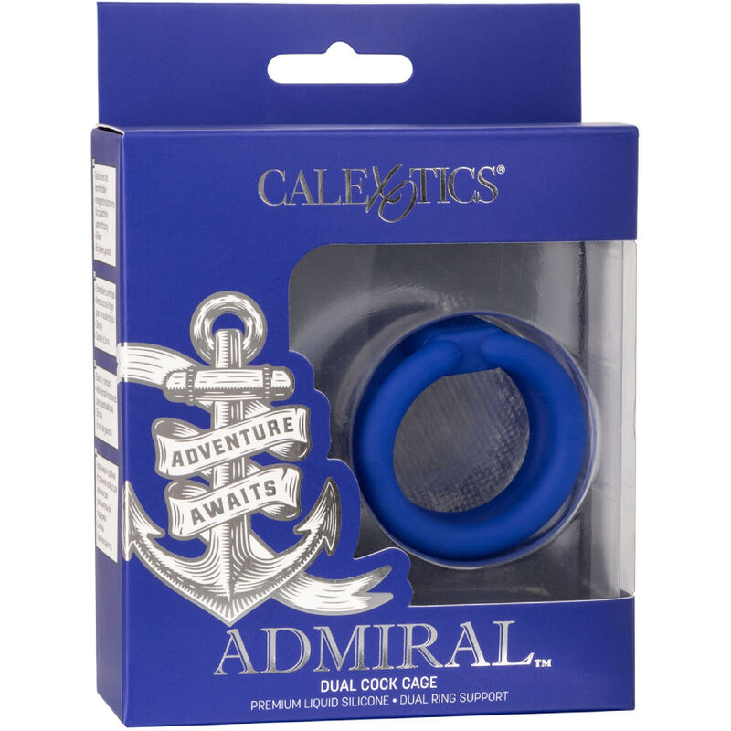 Anello Fallico Doppio Calexotics Admiral — Silicone, Blu
