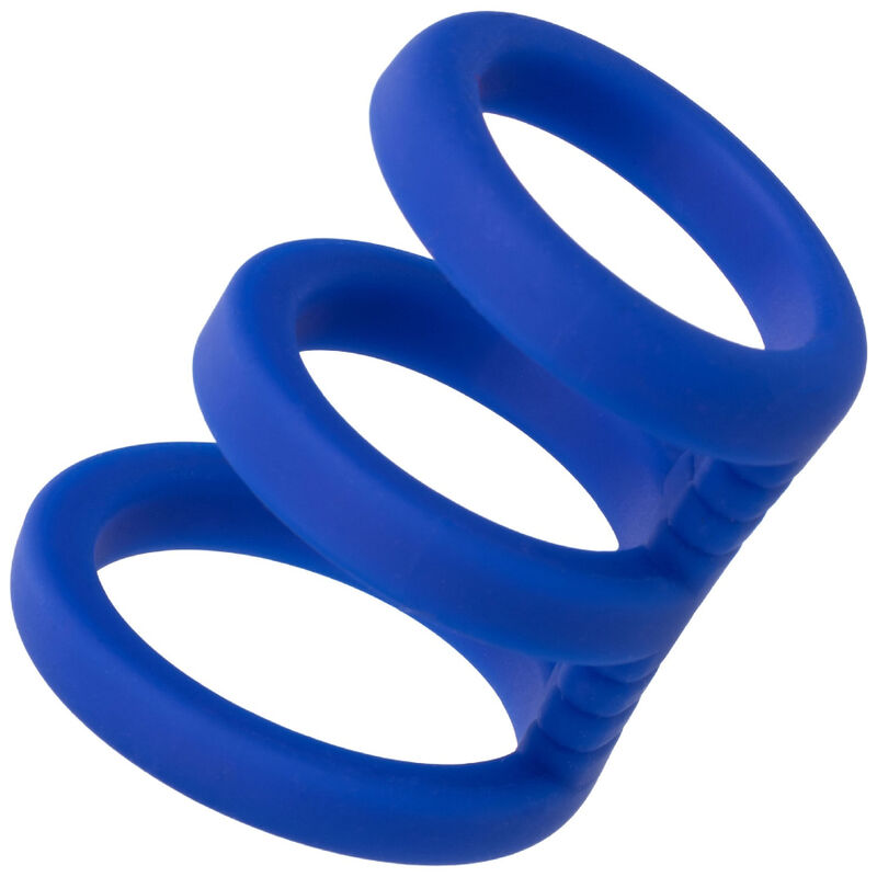 Anello Fallico Triplo Calexotics Admiral — Silicone Blu