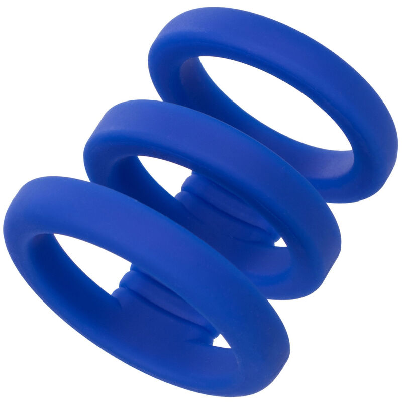 Anello Fallico Triplo Calexotics Admiral — Silicone Blu