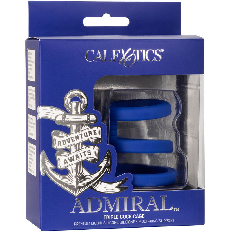 Anello Fallico Triplo Calexotics Admiral — Silicone Blu