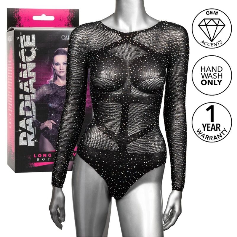 Body Erotico a Rete con Strass Calexotics Radiance — Manica Lunga