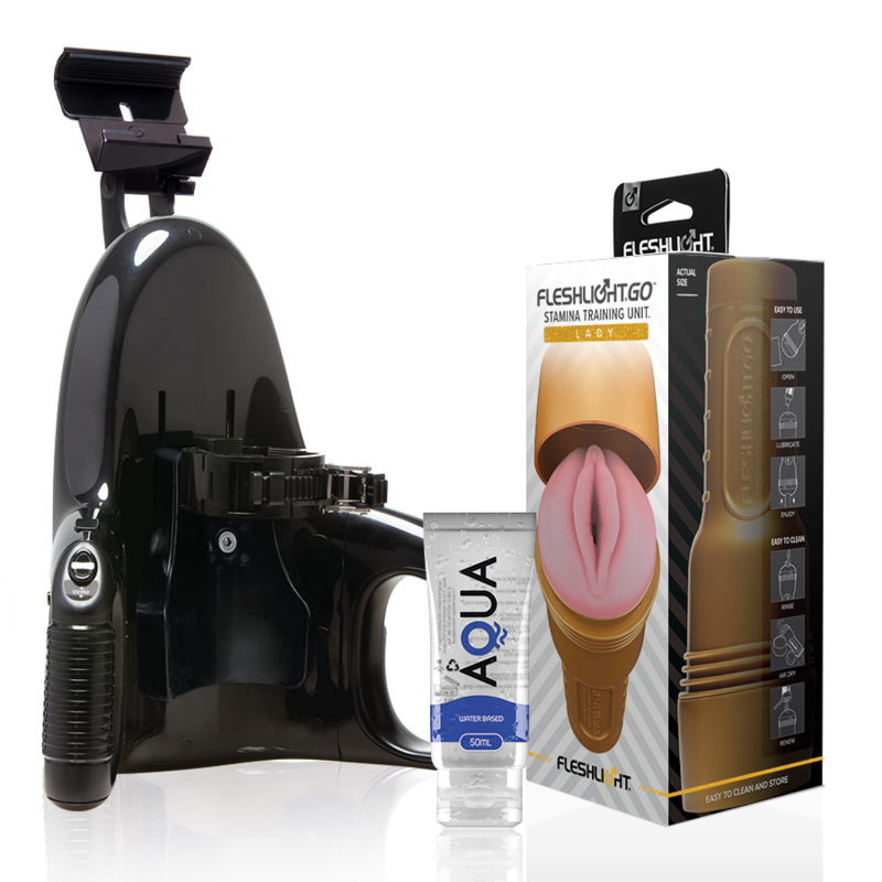 Masturbatore Maschile Fleshlight Stamina Go Lady — Kit con Lubrificante