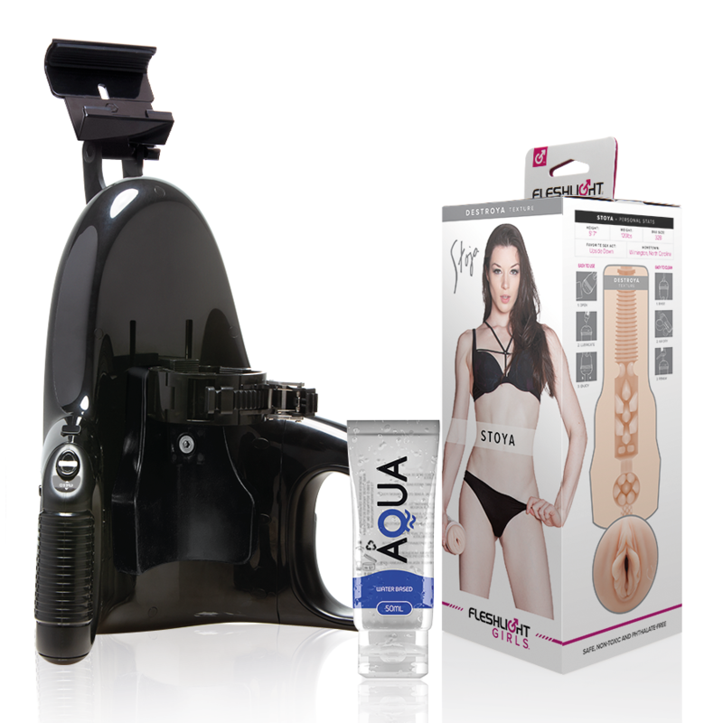Masturbatore Maschile Fleshlight Stoya Destroya — Kit con Lubrificante