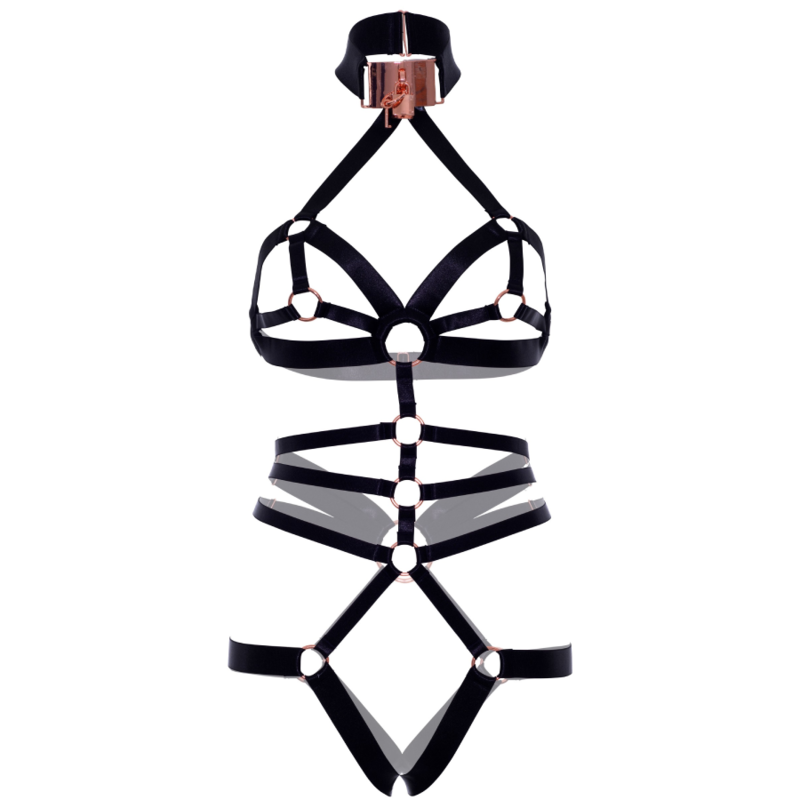 Imbracatura BDSM Crotchless Leg Avenue — Elastica con O-Ring