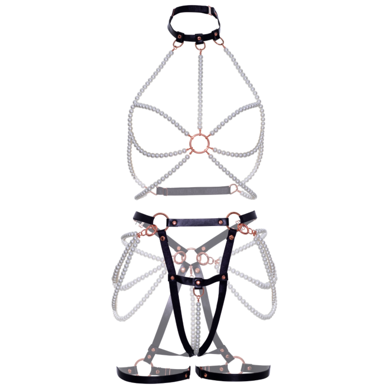 Imbracatura BDSM con Perle Leg Avenue — Pelle Vegana, 2 Pezzi