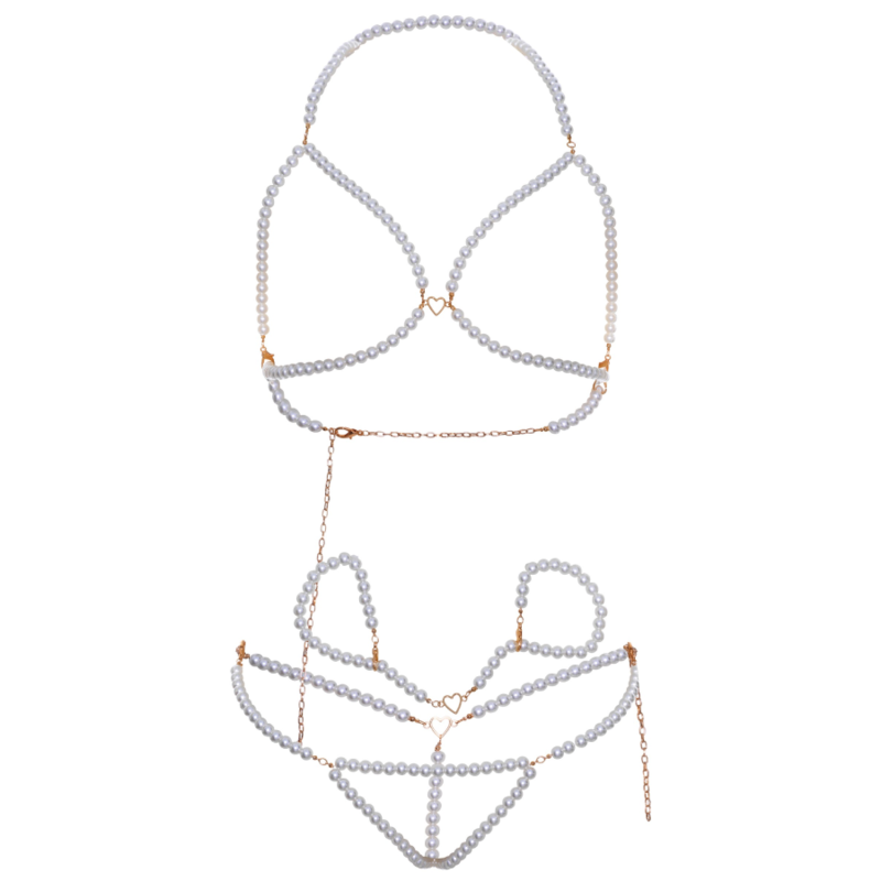 Lingerie con Perle Leg Avenue — Reggiseno e Perizoma con Polsini