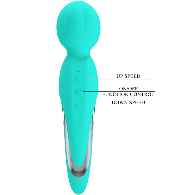 Vibratore Wand Pretty Love Walter — Silicone, Verde Acqua