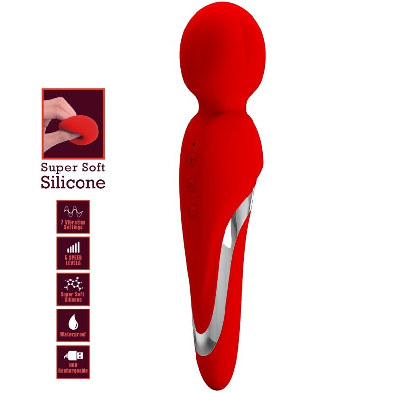 Vibratore Wand Pretty Love Walter — 7 Modalità, Rosso