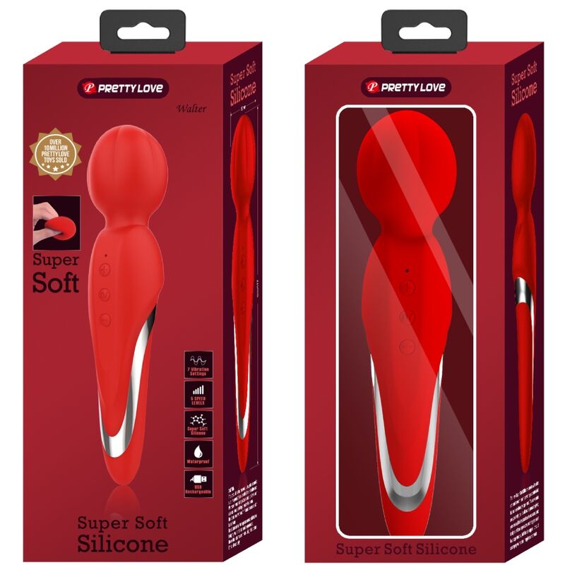 Vibratore Wand Pretty Love Walter — 7 Modalità, Rosso