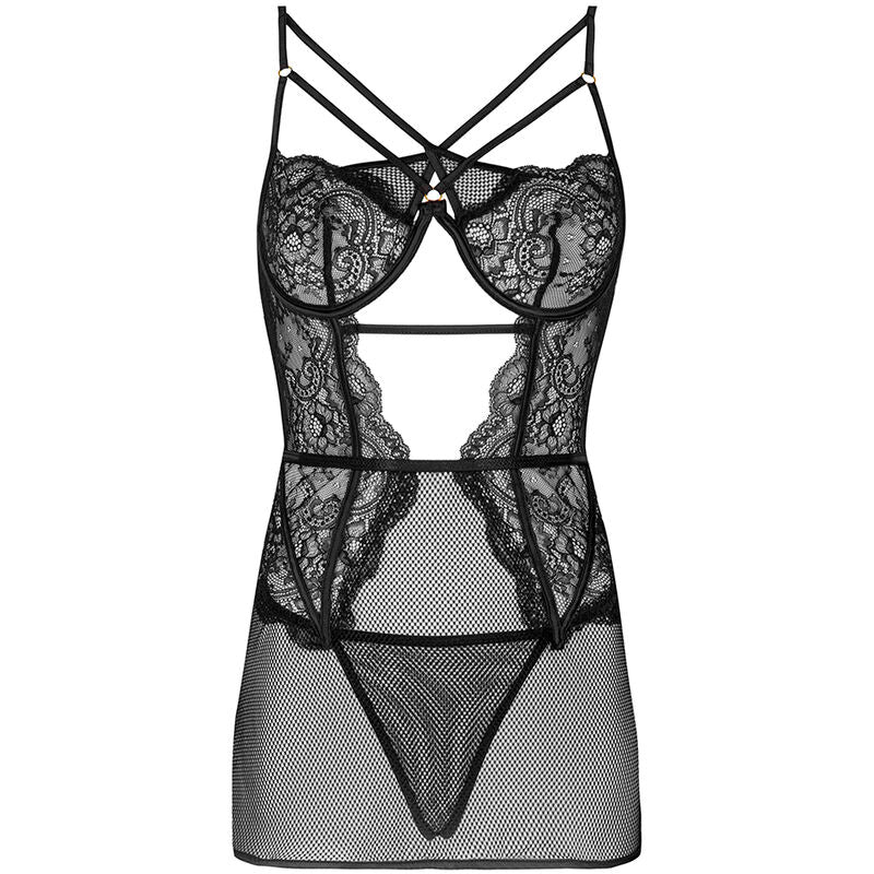 Lingerie Sexy Livco Corsetti Baririn — Camicia e Perizoma Nero