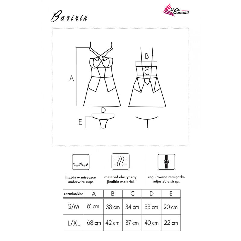 Lingerie Sexy Livco Corsetti Baririn — Camicia e Perizoma Nero