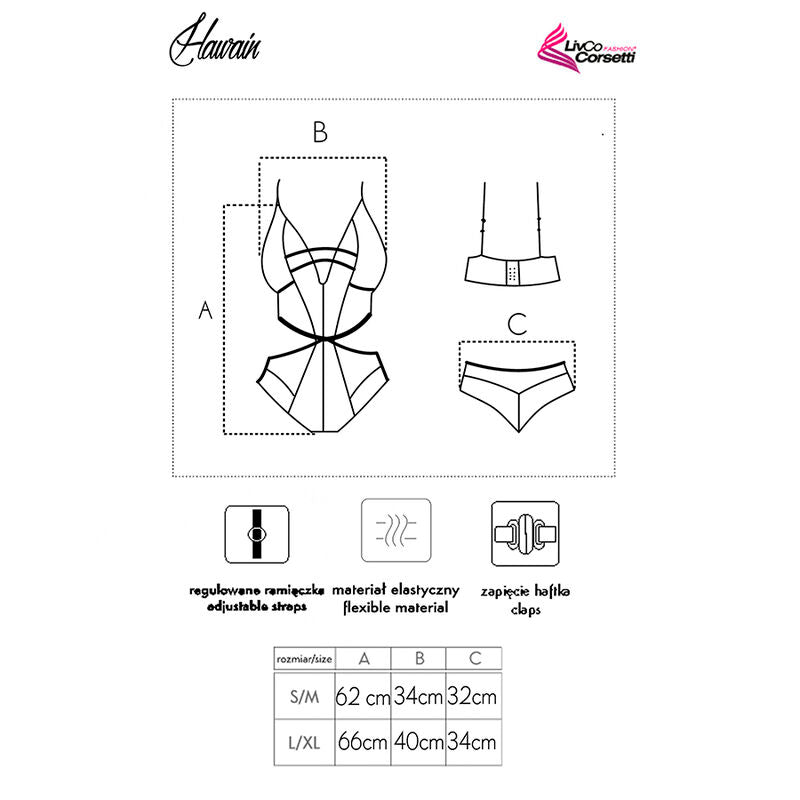 Body Erotico in Pizzo e Mesh Livco Corsetti Hawain — Nero