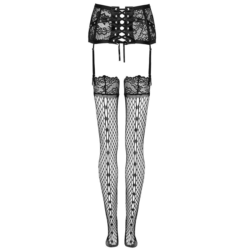 Reggicalze con Calze Livco Corsetti Jelly — Pizzo Nero L/XL