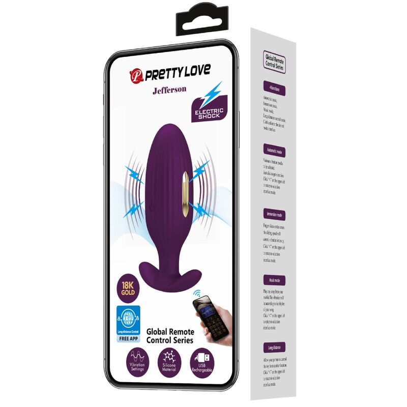 Plug Anale con App Pretty Love Jefferson — Vibrante, Viola