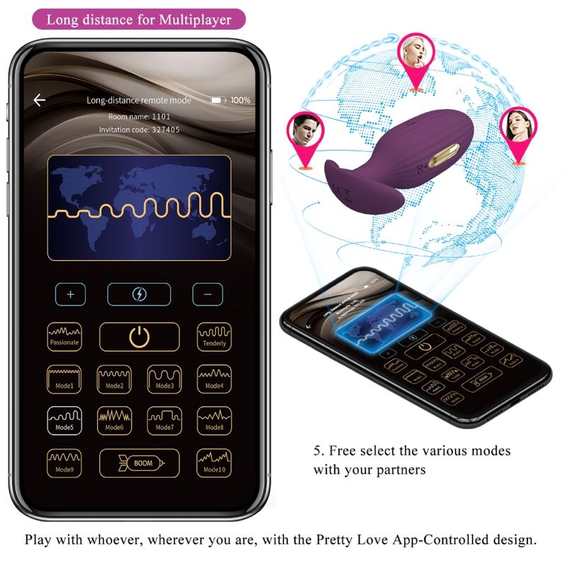 Plug Anale con App Pretty Love Jefferson — Vibrante, Viola