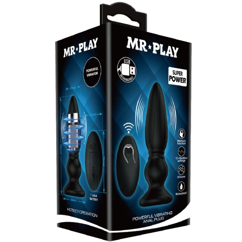 Plug Anale Prostatico Vibrante Mr Play — Telecomando, Nero