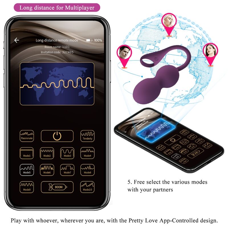 Palline Kegel Vibranti Pretty Love Elvira — App, 12 Modalità