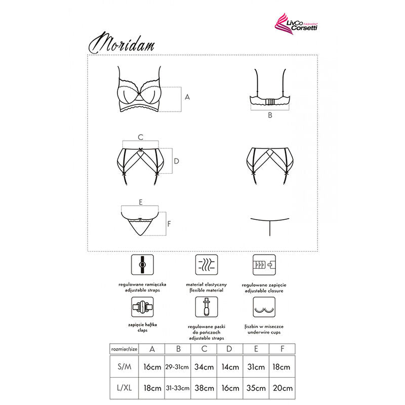 Lingerie Sexy Set 3 Pezzi Livco Corsetti Moridam LC 90552