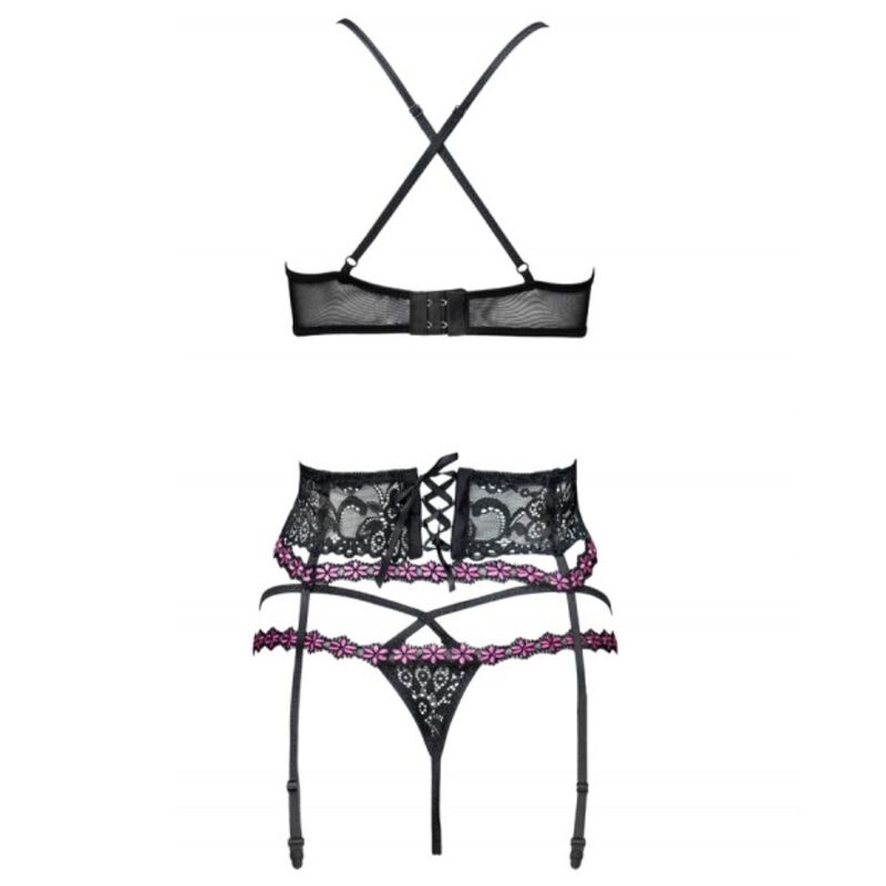 Lingerie Sexy Livco Corsetti Snehana LC 90443 — Set 3 Pezzi Nero