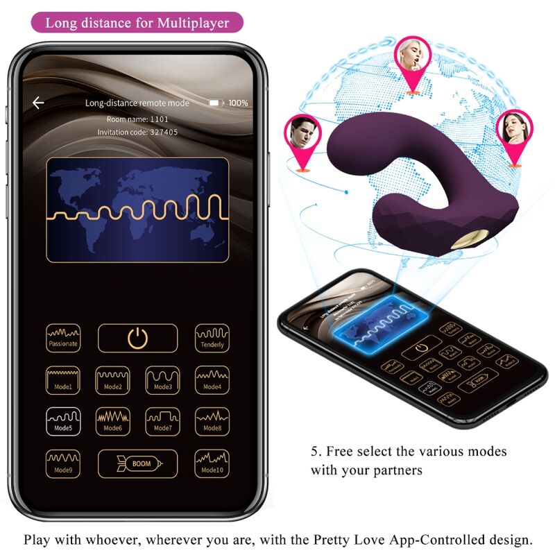 Vibratore Rabbit per Coppie Pretty Love Billy — App, 12 Modalità