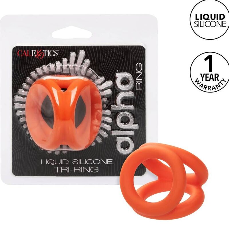 Anello Fallico Triplo Calexotics Alpha Tri-Ring — Silicone, Arancione