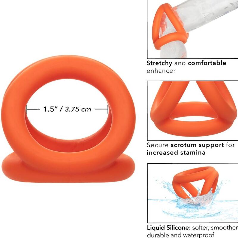 Anello Fallico Triplo Calexotics Alpha Tri-Ring — Silicone, Arancione