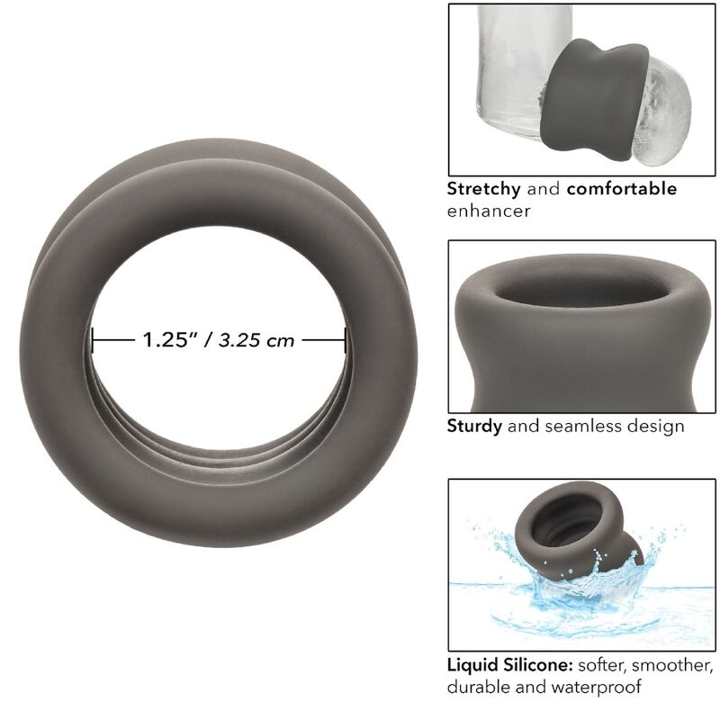 Anello Fallico per Scroto Calexotics Alpha — Silicone, Nero