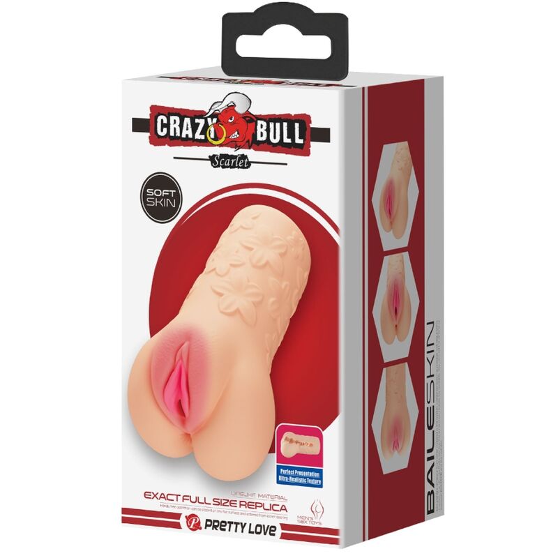 Masturbatore Maschile Vagina Realistica Crazy Bull Scarlatto