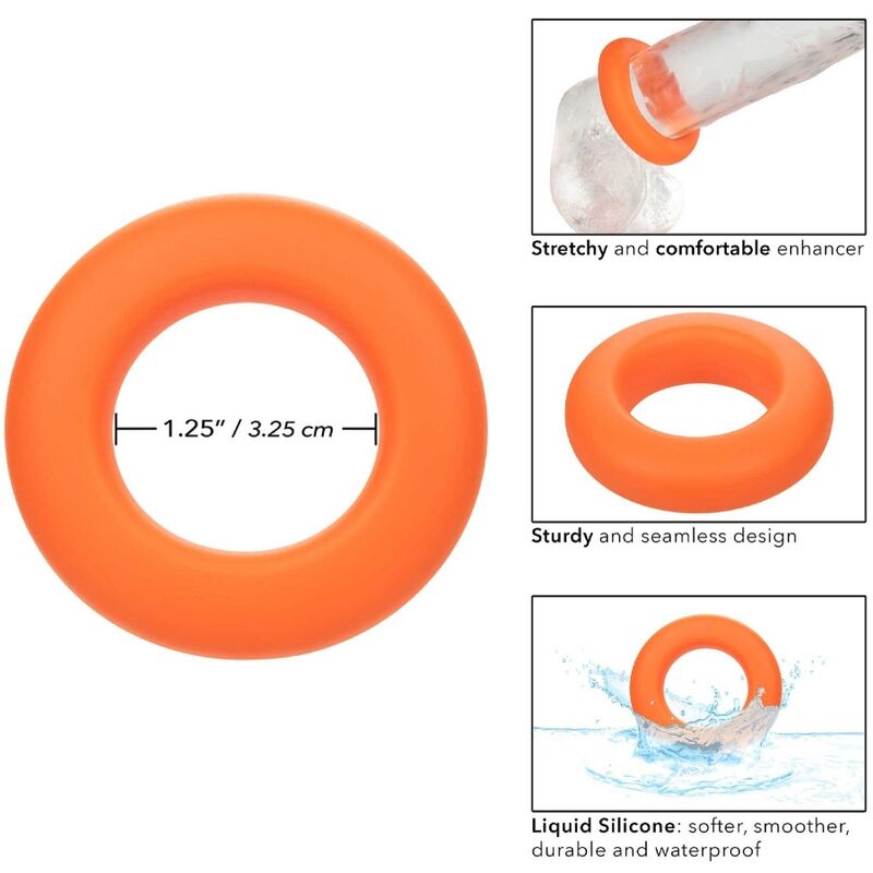 Anello Fallico Vibrante Calexotics Alpha Prolong — Silicone, Arancio