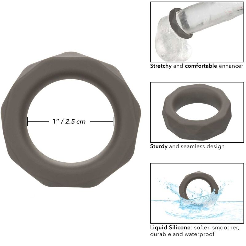 Anello Fallico Vibrante Calexotics Alpha Prolong — Silicone Grigio